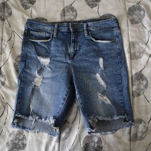 Distressed Capri Shorts